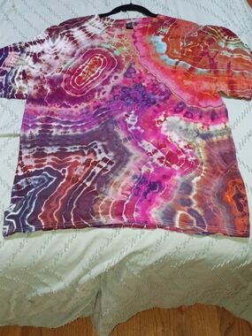 Vibrant Tie-Dye XL Short Sleeve Tee - Pink Orange Multi